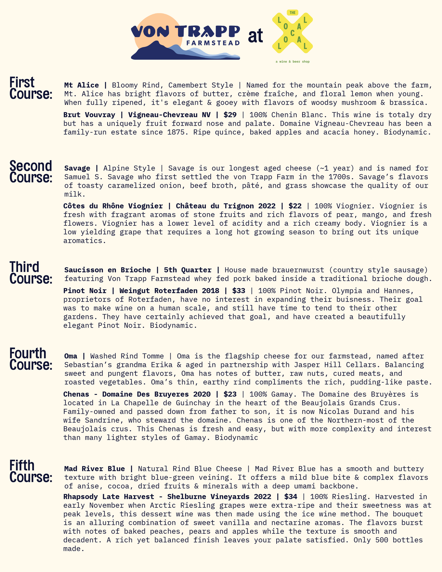 Von Trapp Farmstead x The Local - 6-7:30pm - 3/21/24