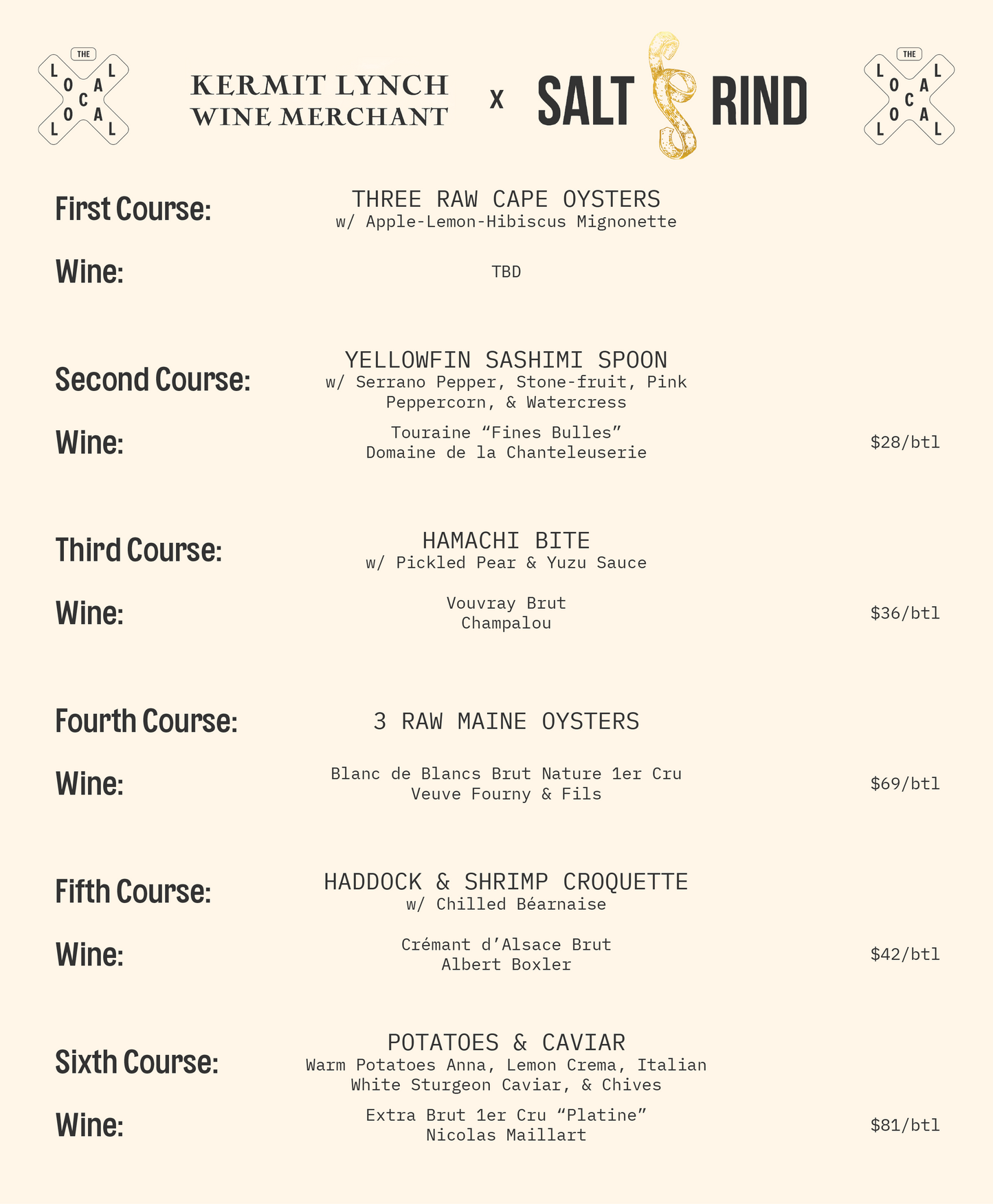 A Seafood Dinner w/ Sparking Wine Pairings: Hosted by Kermit Lynch's Lisa Strausser & Salt + Rind - 6pm-8pm - 12/11/25