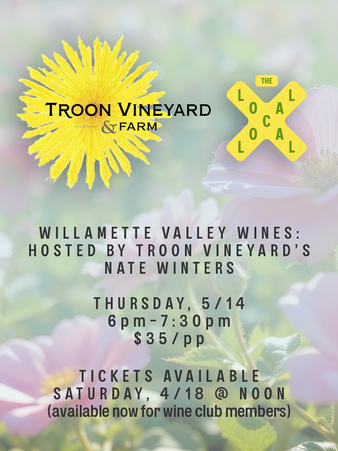 A Taste of Applegate Valley: Hosted by Troon Vineyard's Nate Winters - 6pm-7:30pm - 5/14/26