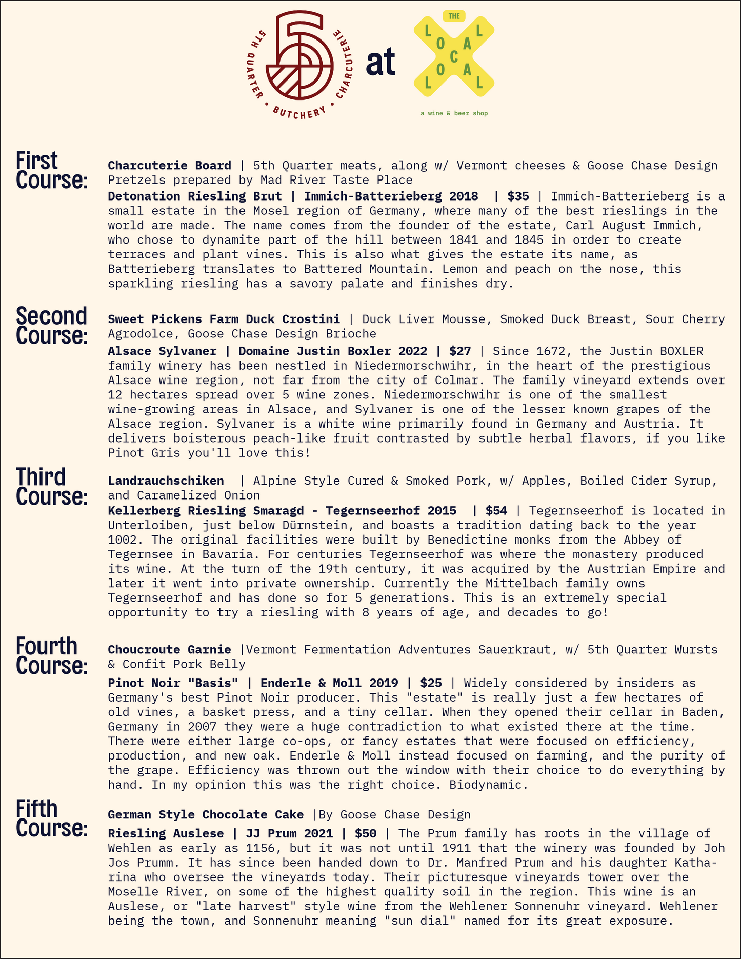 5th Quarter Butchery & Charcuterie x The Local: Oktoberfest - 6-8pm - 9/27/23