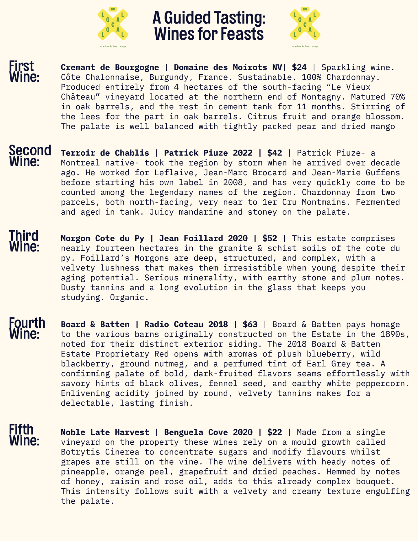 A Guided Tasting: Wines for Feasts - 6pm-7:30pm - 11/13/23