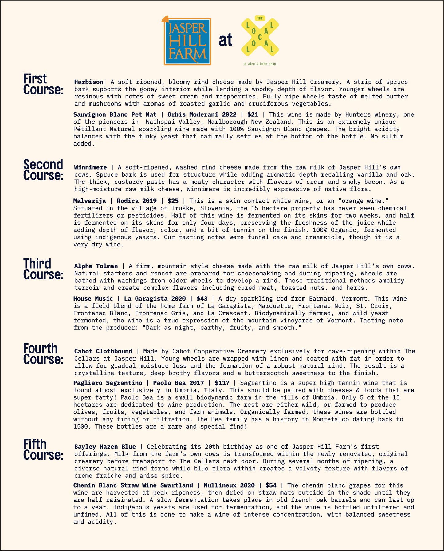 Jasper Hill Farm x The Local - 5pm-6:30pm - 4/3/23