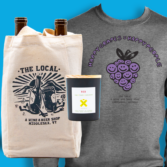 Happy Grapes Sweatshirt + Candle + Double Wine Tote