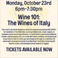 Wine 101: The Wines of Italy - 6pm-7:30pm - 10/23/23